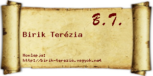 Birik Terézia névjegykártya